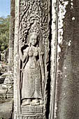 Angkor Thom - Bayon temple, second enclosure, bas relief of the South gopura, apsara 